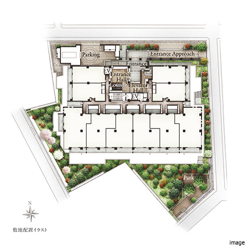 敷地配置図｜ザ・パークハウス自由が丘ディアナガーデン